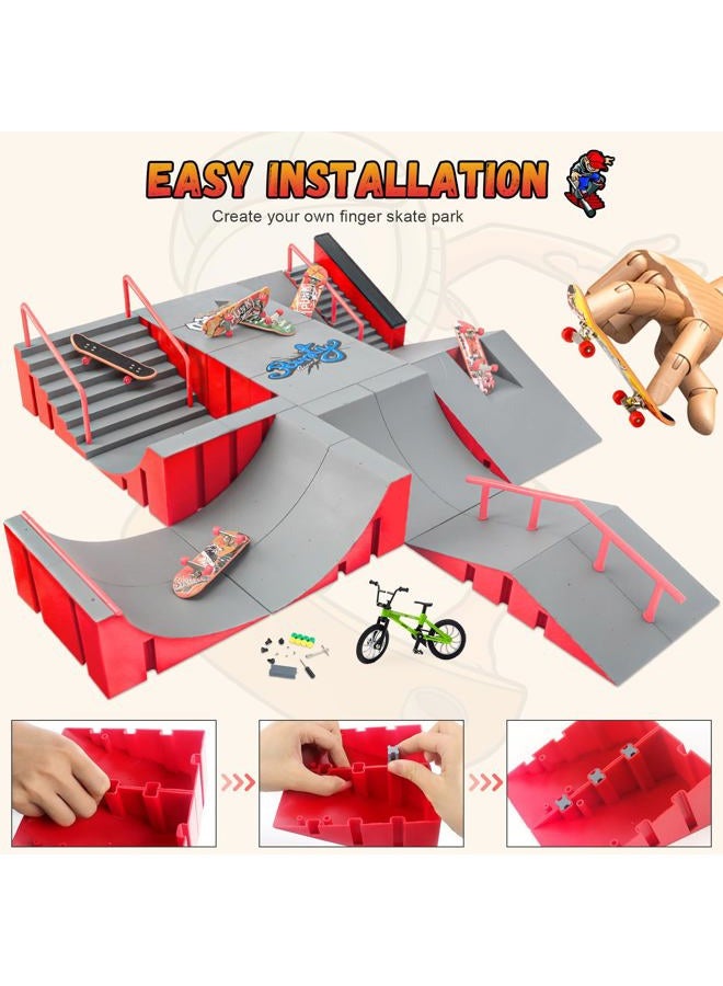 CS COSDDI Skateboard Ramp 12-in-1, Fingerboard Half Pipe Ramp, Mini Skateboards for Fingers, Finger Skateboards Kit for Fingerboards Training Props Interactive Freestyle Skate Game for Kids Adults - Image 4