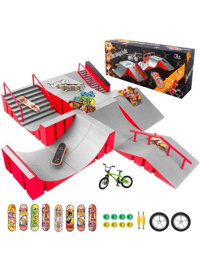 CS COSDDI Skateboard Ramp 12-in-1, Fingerboard Half Pipe Ramp, Mini Skateboards for Fingers, Finger Skateboards Kit for Fingerboards Training Props Interactive Freestyle Skate Game for Kids Adults - Image 1