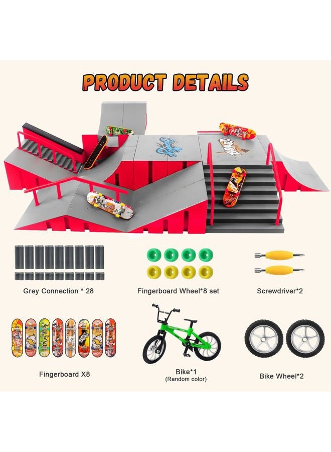 CS COSDDI Skateboard Ramp 12-in-1, Fingerboard Half Pipe Ramp, Mini Skateboards for Fingers, Finger Skateboards Kit for Fingerboards Training Props Interactive Freestyle Skate Game for Kids Adults - Image 2