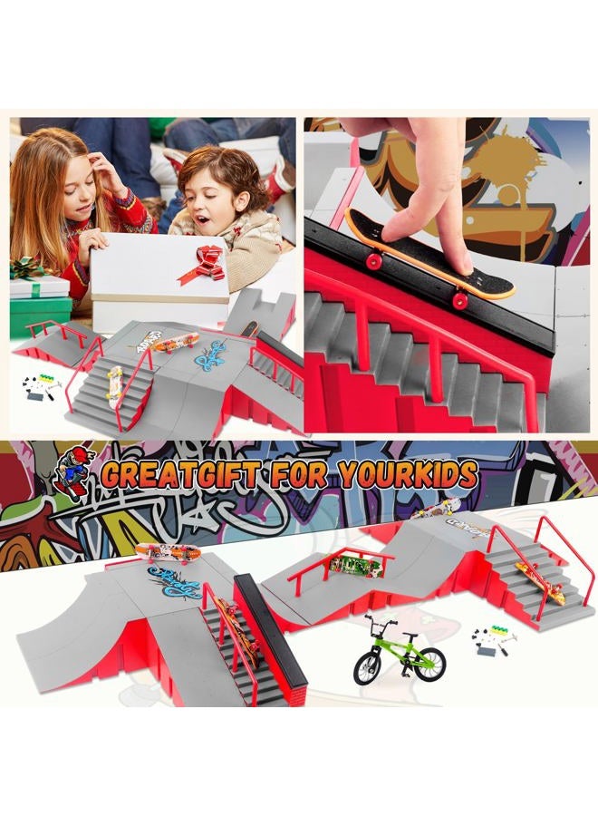 CS COSDDI Skateboard Ramp 12-in-1, Fingerboard Half Pipe Ramp, Mini Skateboards for Fingers, Finger Skateboards Kit for Fingerboards Training Props Interactive Freestyle Skate Game for Kids Adults - Image 5