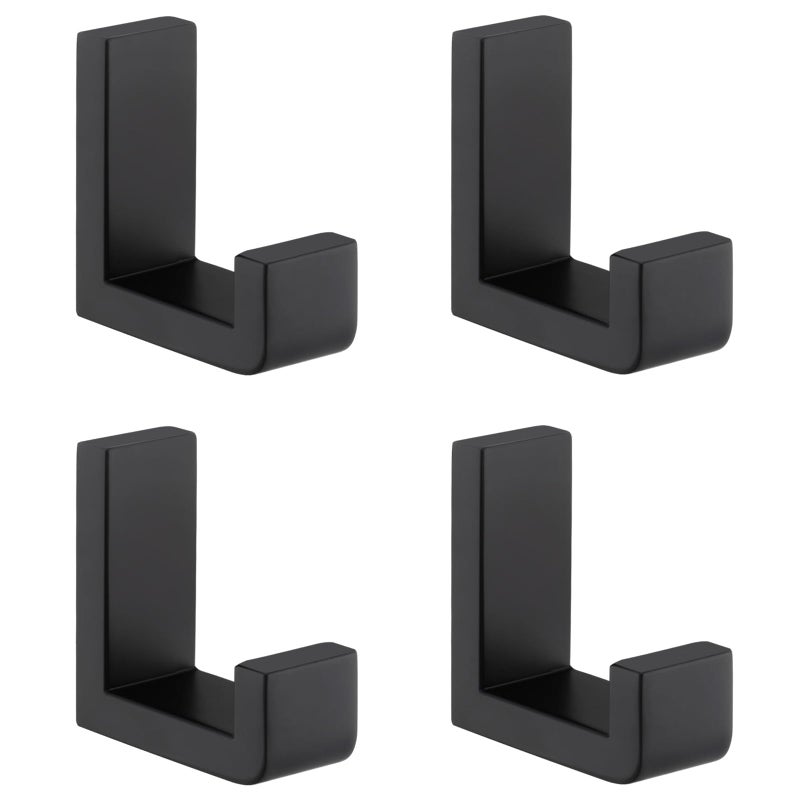 Angle Simple Bathroom Towel Hooks SUS 304 Stainless Steel Robe Coat Holder Hanger Wall Mounted Matte Black 4 Pack - Image 2