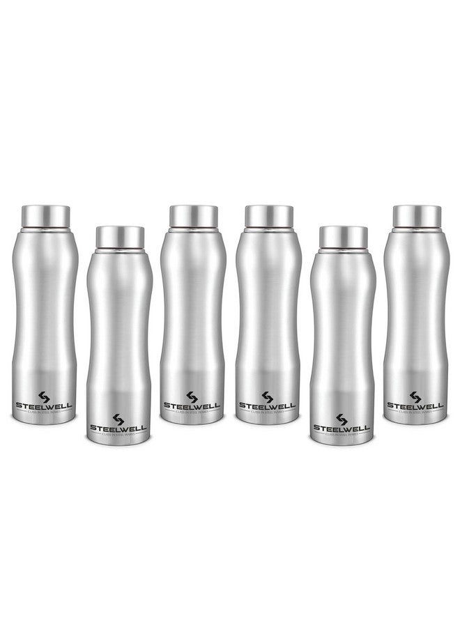 KC Stainless Steel Water Bottle | Fridge Bottle | Gym Bottle | Curve Design |1 Litre (1000 ml) (Pack of 6) (Curve Bottle Set Of 6) - Image 1