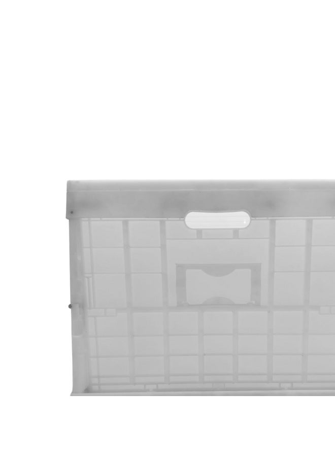 SNH Folding White Storage Crate with Lid | Collapsible Plastic Box Container with Handles | Stackable Organizer for Vegetables, Fruits, Kitchen, Garage, Bathroom, Office & Home Storage - Image 3