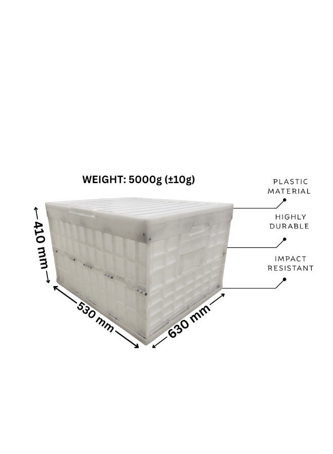 SNH Folding White Storage Crate with Lid | Collapsible Plastic Box Container with Handles | Stackable Organizer for Vegetables, Fruits, Kitchen, Garage, Bathroom, Office & Home Storage - Image 1