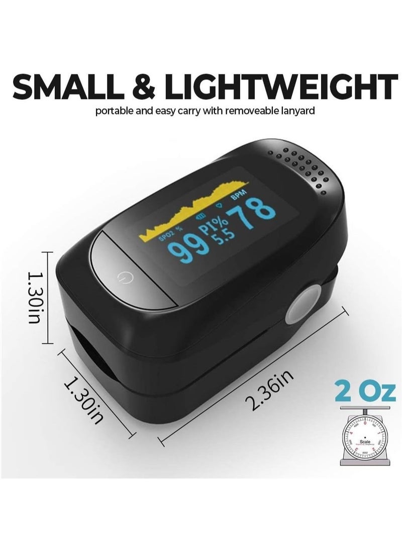 Digital Pulse Oximeter Fingertip, OLED High-Definition Screen, Oxygen Saturation Monitor, Heart Rate and SpO2 Levels Meter with Alarm Function