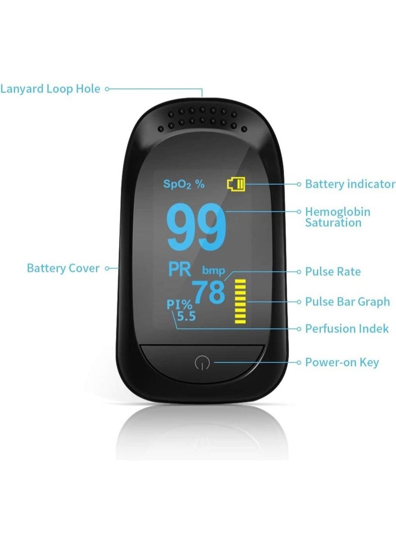 Digital Pulse Oximeter Fingertip, OLED High-Definition Screen, Oxygen Saturation Monitor, Heart Rate and SpO2 Levels Meter with Alarm Function