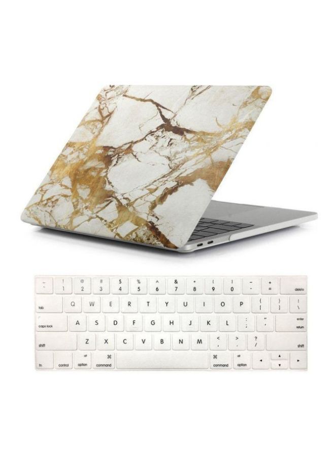 NIBEMINENT Protective Case Cover With Keyboard For Apple MacBook Pro 13-Inch Gold/White  - Image 2