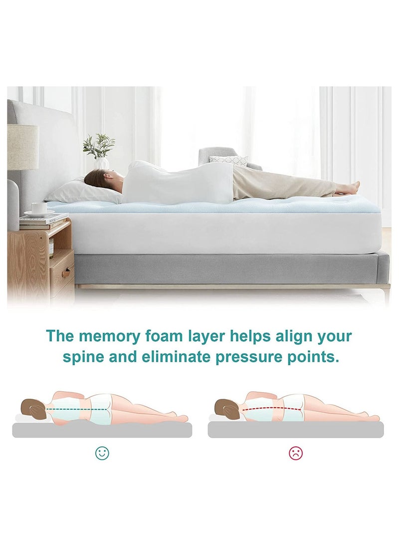 Generic - Mattress Topper 90 x 200 cm Mattress Cover Memory Breathable Memory Foam Microfibre Mattress Topper Super Soft Mattress Topper with 51 cm Deep Pocket Suitable for Allergy Sufferers Four Leaf - Image 1