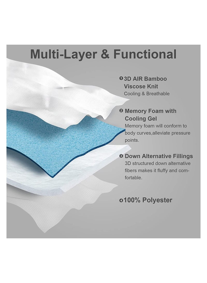 Generic - Mattress Topper 90 x 200 cm Mattress Cover Memory Breathable Memory Foam Microfibre Mattress Topper Super Soft Mattress Topper with 51 cm Deep Pocket Suitable for Allergy Sufferers Four Leaf - Image 1