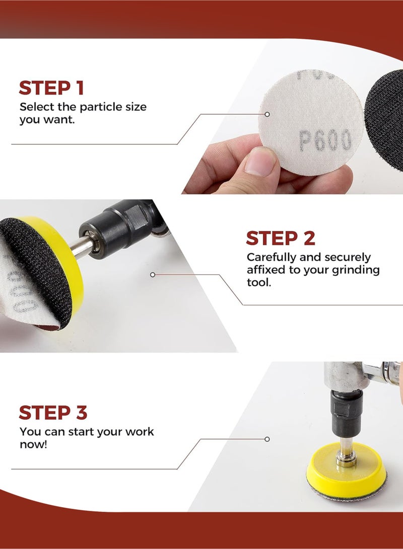 2 Inch Sanding Discs Kit 120PCS 100 TO 2000 Grit Sandpaper With 2Pcs A Quarter Inch Shank Backing Plate And Soft Foam Buffering Pad Hook and Loop Sand Paper - Image 5
