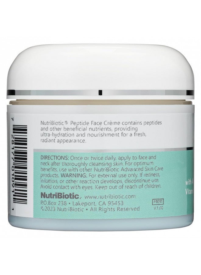 NutriBiotic Peptide Face Creme with GSE, 2 Oz | Ultra-Hydrating | Collagen Synthesis Support | with Botanical Extracts & Oils & Vitamin E | Natural Fragrance & Paraben Free