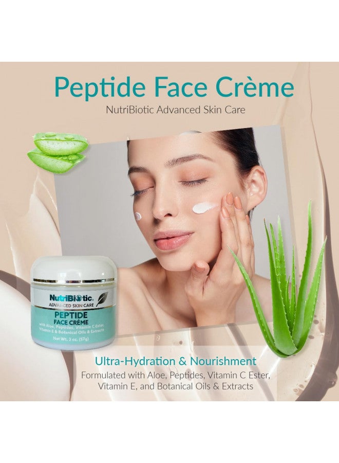 NutriBiotic Peptide Face Creme with GSE, 2 Oz | Ultra-Hydrating | Collagen Synthesis Support | with Botanical Extracts & Oils & Vitamin E | Natural Fragrance & Paraben Free