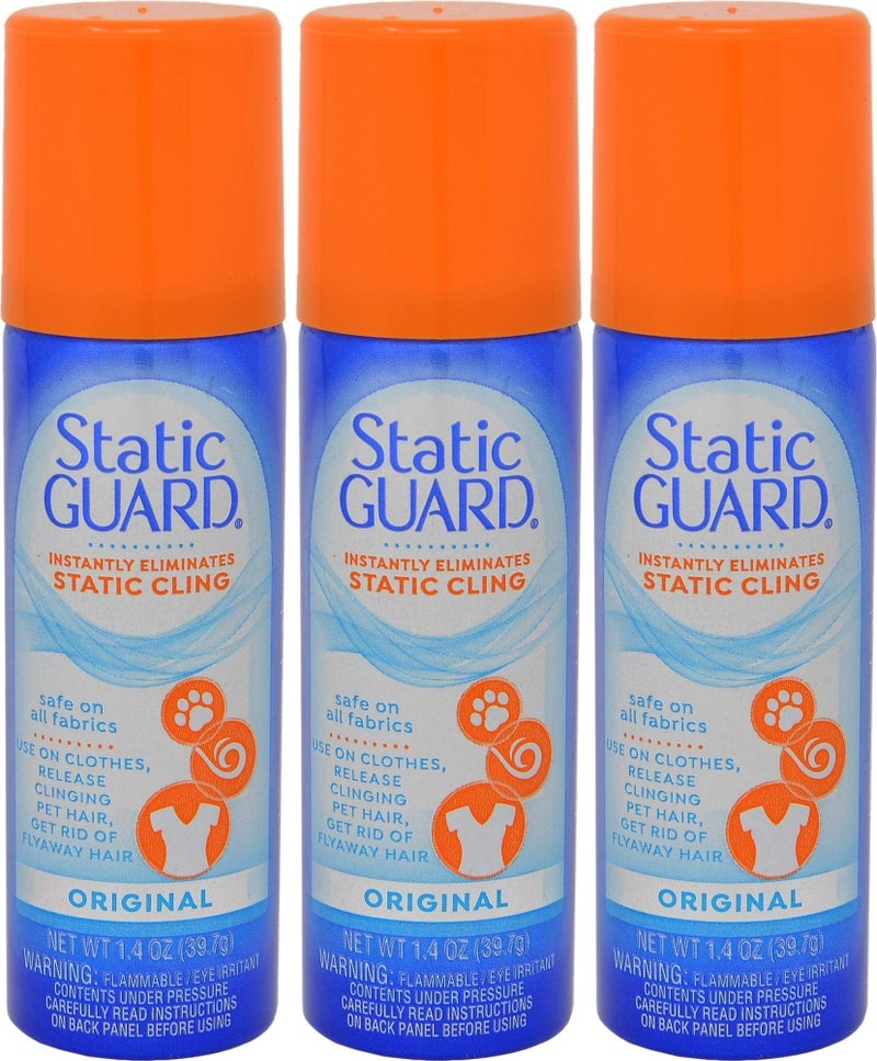 Static Guard Fabric Spray, Original Scent, Small Travel Size, 1 Ounce Can, Pack of 3 - Image 1