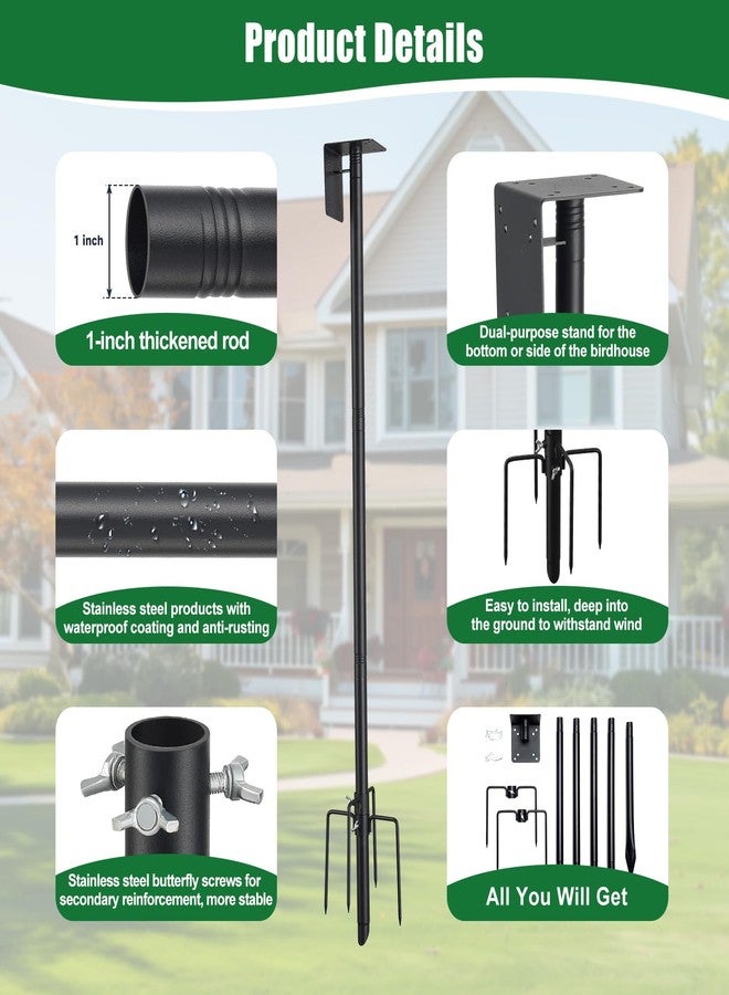 EUIJOIP Bird Feeder Pole, 105" Squirrel Proof Feeder Stand with 5-Pronged Base, Outdoors Heavy Duty, Adjustable, Black Bird House Pole - Image 4