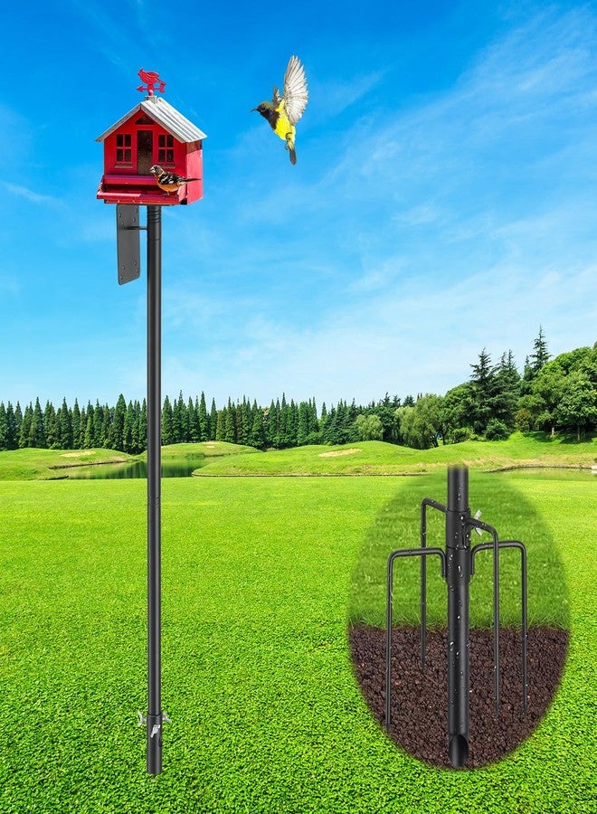 EUIJOIP Bird Feeder Pole, 105" Squirrel Proof Feeder Stand with 5-Pronged Base, Outdoors Heavy Duty, Adjustable, Black Bird House Pole - Image 1