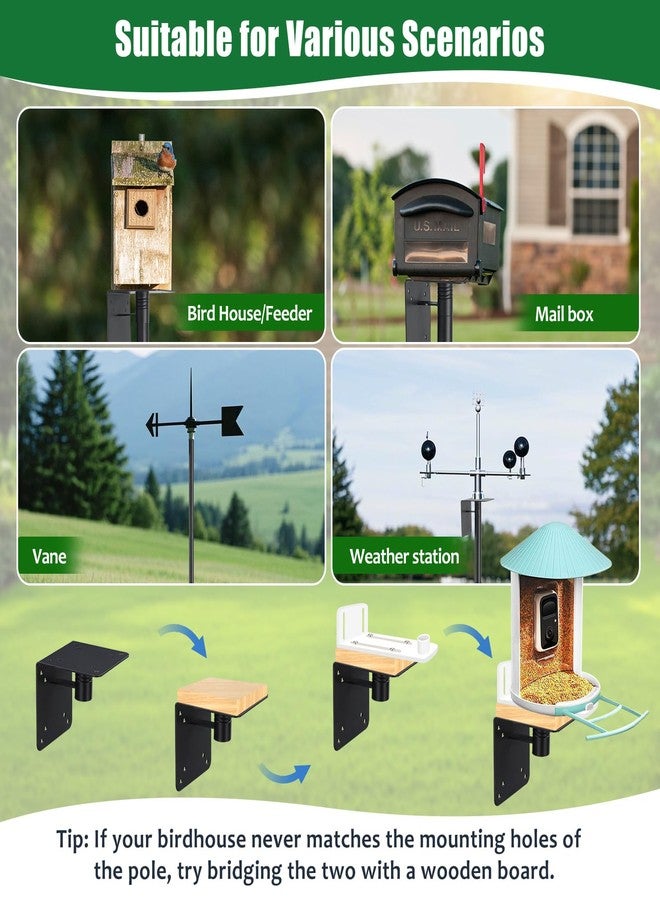 EUIJOIP Bird Feeder Pole, 105" Squirrel Proof Feeder Stand with 5-Pronged Base, Outdoors Heavy Duty, Adjustable, Black Bird House Pole - Image 3