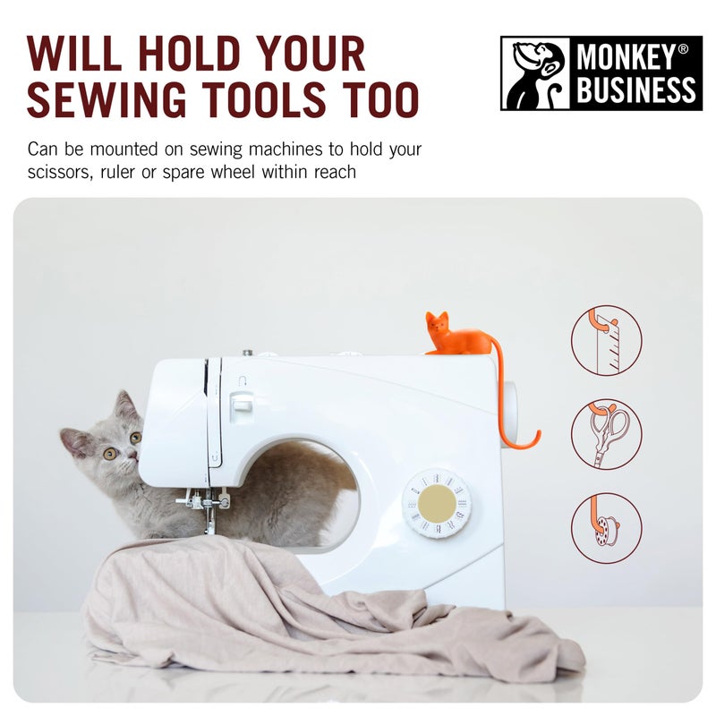 Monkey Business Ginger The Cat Tail Hook for Computer Screen, Tight Spaces, Hang Keys, Accessories in Easy Reach (White) - Image 4