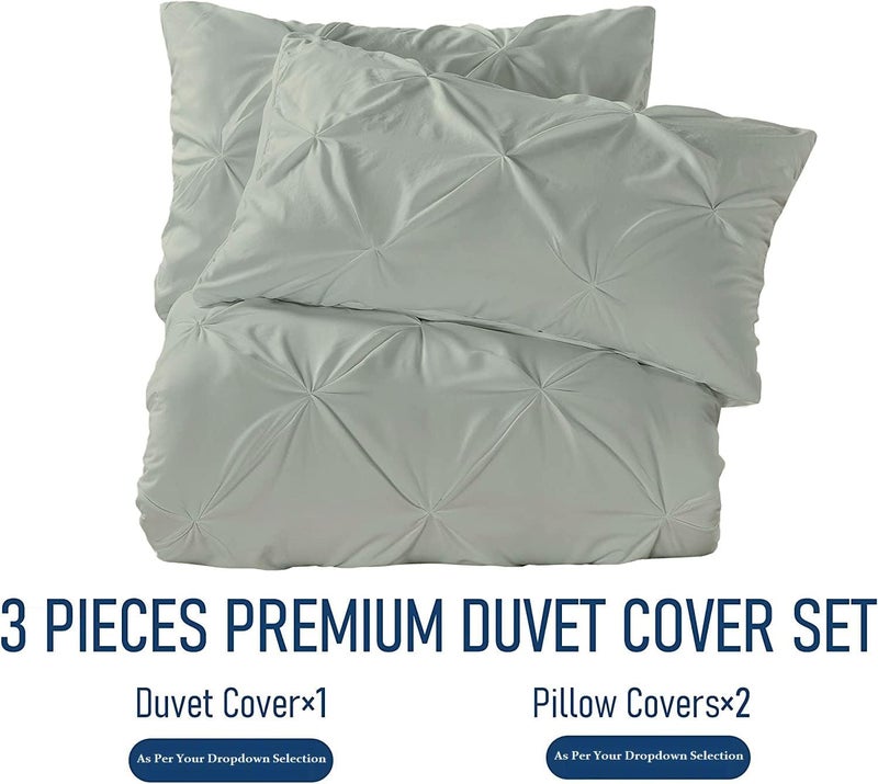 Crown Collection Luxuriate Hotel 1000-TC Hypoallergenic Ultra Soft 100% Egyptian Cotton 90x90" inch Full/Full XL/ Queen Size Silver Solid Pinch Plated Duvet Cover With Zipper Colser & 2pcs Pillow Case Set - Image 5