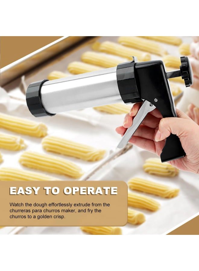 Ranjaner Churro Maker Machine, Stainless Steel Churros Gun Kit, Cookie Press Gun with Piping Bag, 8 Piping Nozzles, 8 Cookie Discs, 2 Brush and Cream Spatula - Image 3