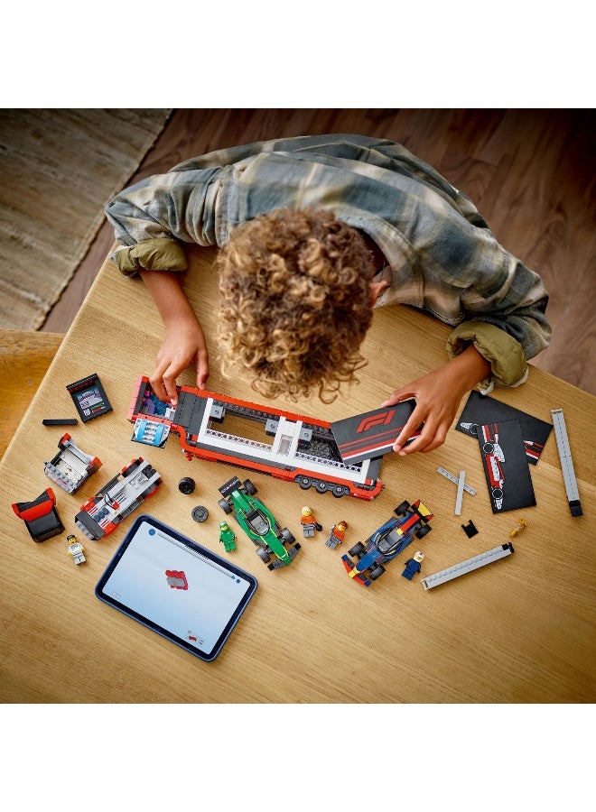 LEGO City F1 Truck with RB20 & AMR24 F1 Cars 60445 Building Set (1086 Pieces) - Image 4