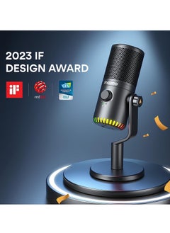 Maono MAONO USB Gaming Microphone for PC Programmable Condenser Mic with RGB Light  Mute Gain Monitoring Volume Control for Streaming Podcasts and Computers DM30 Black  - Image 3