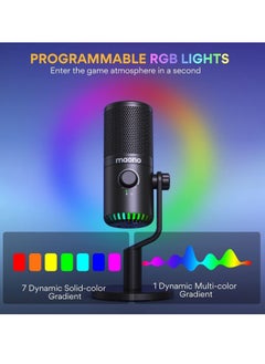 Maono MAONO USB Gaming Microphone for PC Programmable Condenser Mic with RGB Light  Mute Gain Monitoring Volume Control for Streaming Podcasts and Computers DM30 Black  - Image 4