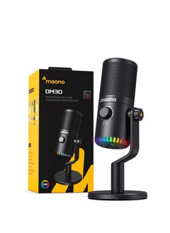 Maono MAONO USB Gaming Microphone for PC Programmable Condenser Mic with RGB Light  Mute Gain Monitoring Volume Control for Streaming Podcasts and Computers DM30 Black  - Image 2