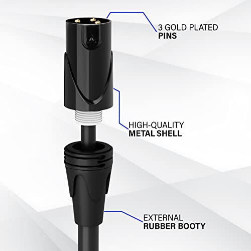 LyxPro 6 Feet Right Angle XLR Female to Male 3 Pin Mic Cord for Powered Speakers Audio Interface Professional Pro Audio Performance Camcorders DSLR Video Cameras and Recording Devices - White - Image 3