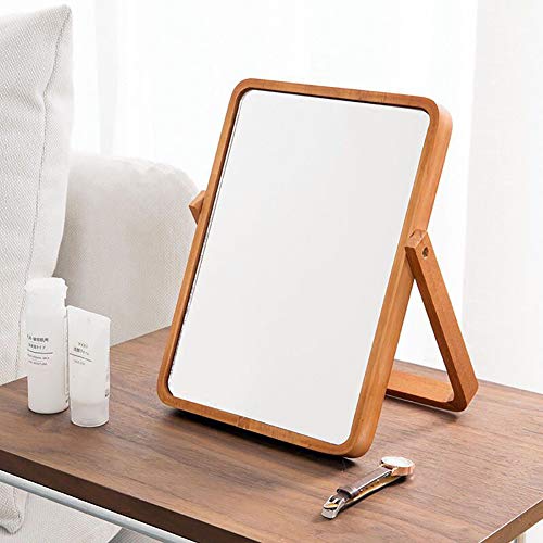 ZOROSY Desk Makeup Mirrors with Wood - Rectangle Wall-Mounted Mirrors Table Mirrors for Living Room Bedroom Birthday Gifts (10.5" L x 7.8" W) - Image 5
