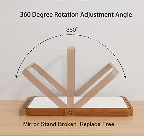 ZOROSY Desk Makeup Mirrors with Wood - Rectangle Wall-Mounted Mirrors Table Mirrors for Living Room Bedroom Birthday Gifts (10.5" L x 7.8" W) - Image 3