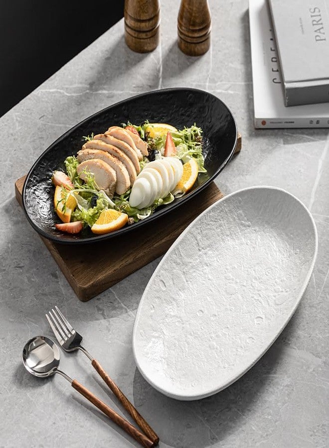CAIGMO Serving Platter 12 Inches, Ceramic Oval Dinner Plate Set of 2, Serving Dishes for Entertaining, Dishwasher & Oven Safe Kitchen Dinnerware for Salad, Chicken, Pasta, Fish, Beef, White - Image 5