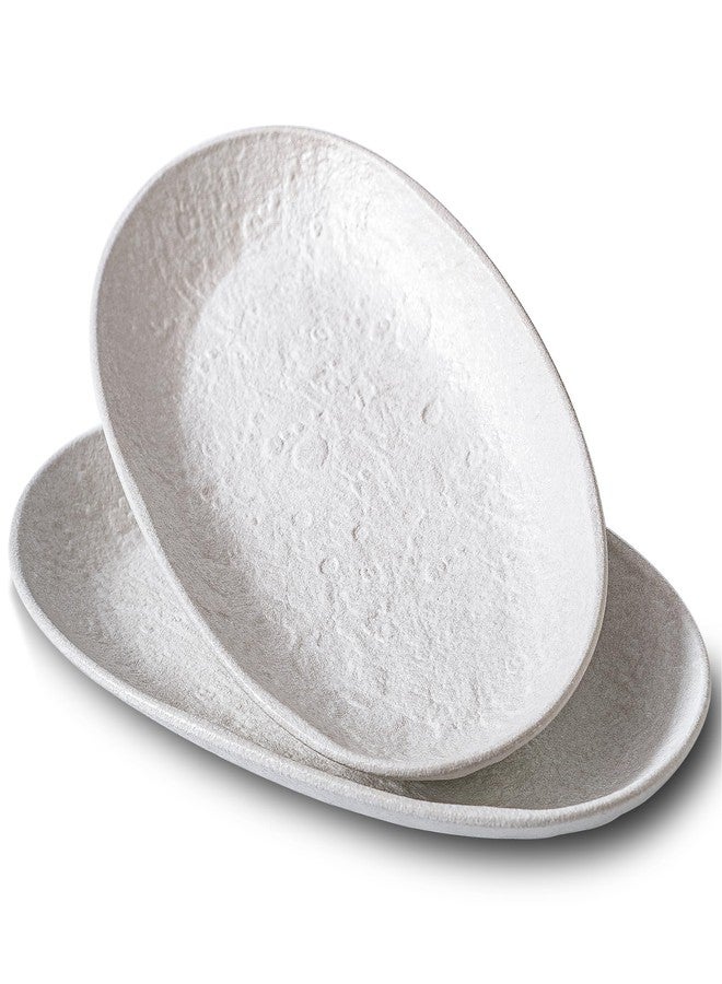 CAIGMO Serving Platter 12 Inches, Ceramic Oval Dinner Plate Set of 2, Serving Dishes for Entertaining, Dishwasher & Oven Safe Kitchen Dinnerware for Salad, Chicken, Pasta, Fish, Beef, White - Image 1