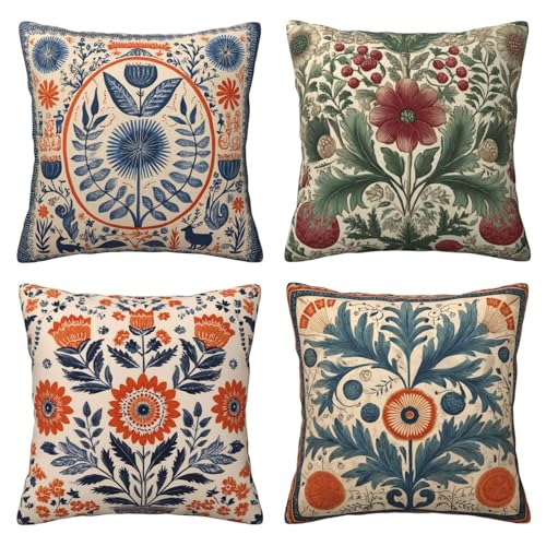 oyebn Art Throw Pillow Covers Set of 4 Decorative Soft Double Sided Print Pillow Case Farmhouse Home Decor for Living Room Sofa Couch 18x18 - Image 1