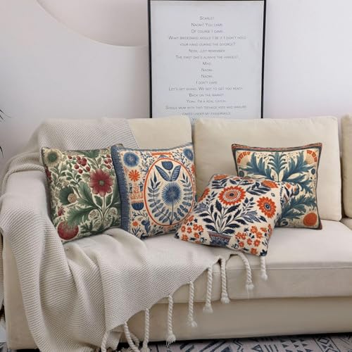 oyebn Art Throw Pillow Covers Set of 4 Decorative Soft Double Sided Print Pillow Case Farmhouse Home Decor for Living Room Sofa Couch 18x18 - Image 4