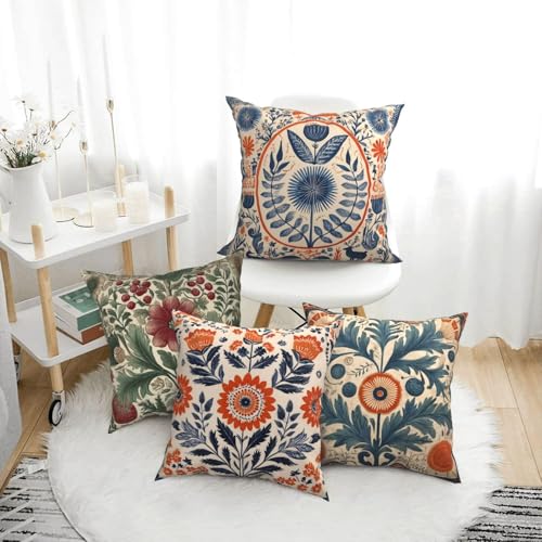 oyebn Art Throw Pillow Covers Set of 4 Decorative Soft Double Sided Print Pillow Case Farmhouse Home Decor for Living Room Sofa Couch 18x18 - Image 3