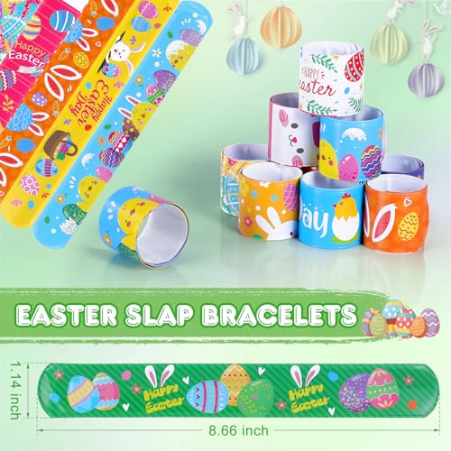 Genuvi Easter Slap Bracelets for Kids 36PCS Easter Basket Stuffers for Kids Bulk Snap Bracelet Easter Party Favors Supplies Easter Egg Fillers Toys Goodie Bag Stuffers Toy Gifts for Student Classroom Prizes - Image 5