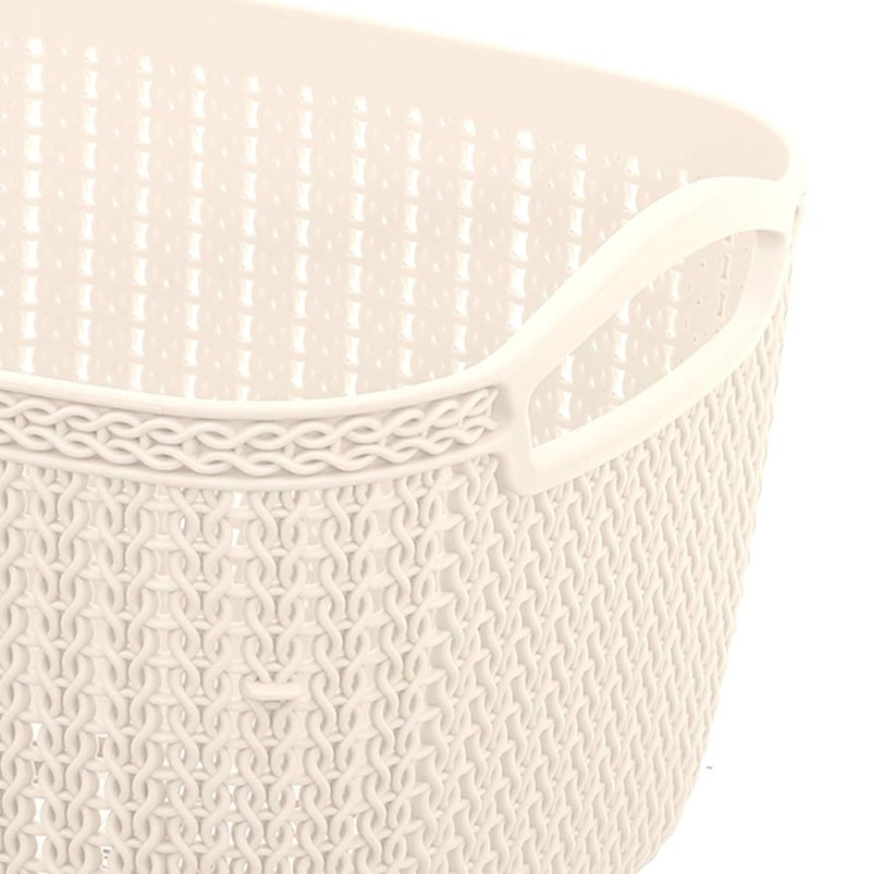 Kuber Industries Unbreakable Plastic 2 Pieces Multipurpose Large and Medium Size Flexible Storage Baskets/Fruit Vegetable Bathroom Stationary Home Basket with Handles (Cream & Grey) -CTKTC39361 - Image 3