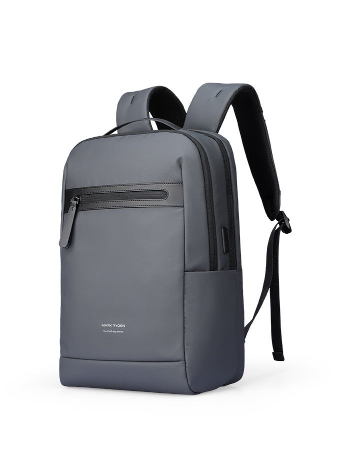 مارك رايدن حقيبة ظهر مارك رايدن  رمادية للابتوب . بوصة مقاومة للماء للسفر بمنفذ شحن  وتصميم متعدد الجيوب للعمل والمدرسة والتنقل اليومي - Image 1