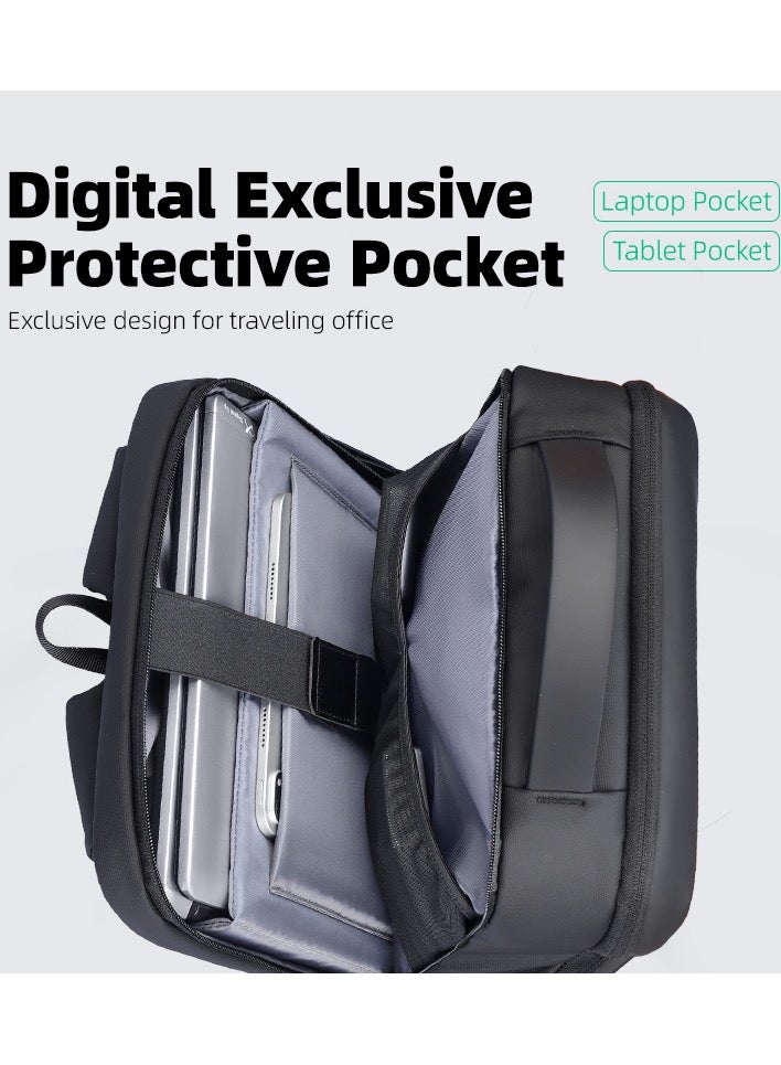 مارك رايدن حقيبة ظهر مارك رايدن  رمادية للابتوب . بوصة مقاومة للماء للسفر بمنفذ شحن  وتصميم متعدد الجيوب للعمل والمدرسة والتنقل اليومي - Image 5