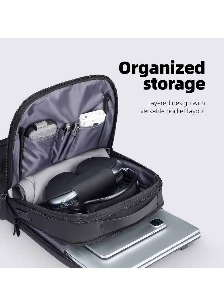 مارك رايدن حقيبة ظهر مارك رايدن  رمادية للابتوب . بوصة مقاومة للماء للسفر بمنفذ شحن  وتصميم متعدد الجيوب للعمل والمدرسة والتنقل اليومي - Image 4