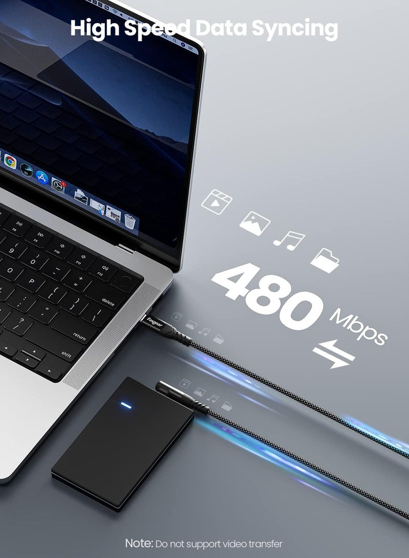كابل Fasgear 240W USB C إلى USB C - عبوة واحدة 6 أقدام PD 3.1 USB 2.0 سلك Type C شحن سريع 5A شاحن مضفر بزاوية 90 درجة متوافق مع 140W M3 Mac-book Pro 16”, i-Pad Air 5, Sam-sung Note 20, - Image 4