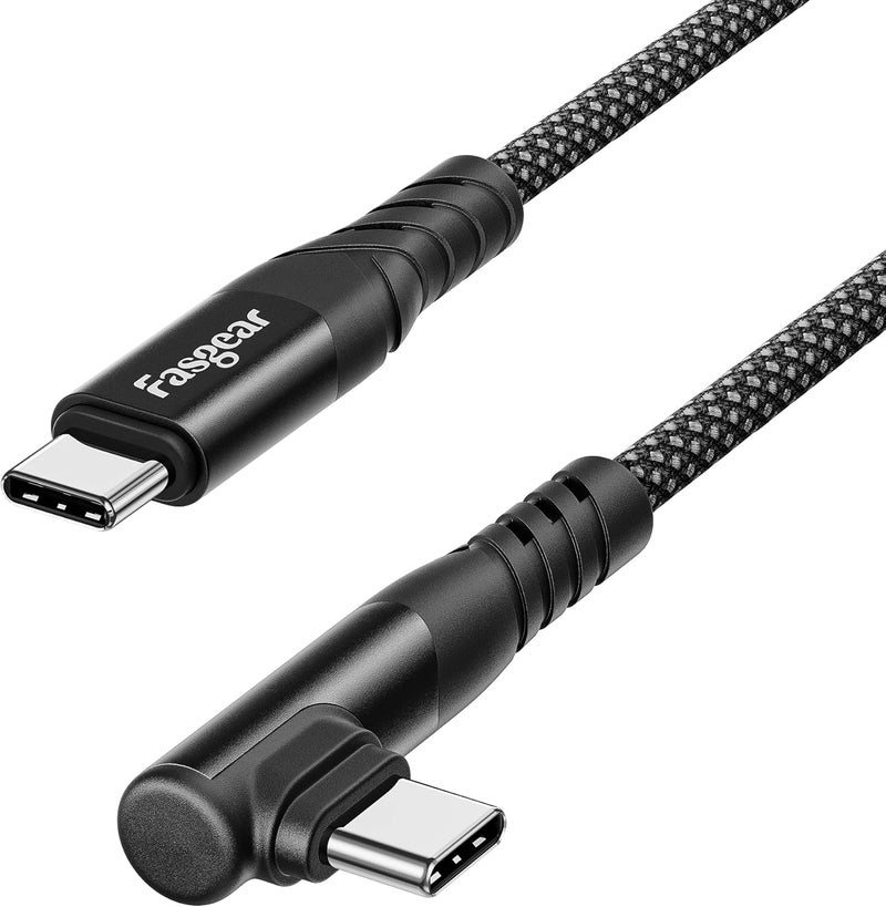 كابل Fasgear 240W USB C إلى USB C - عبوة واحدة 6 أقدام PD 3.1 USB 2.0 سلك Type C شحن سريع 5A شاحن مضفر بزاوية 90 درجة متوافق مع 140W M3 Mac-book Pro 16”, i-Pad Air 5, Sam-sung Note 20, - Image 1