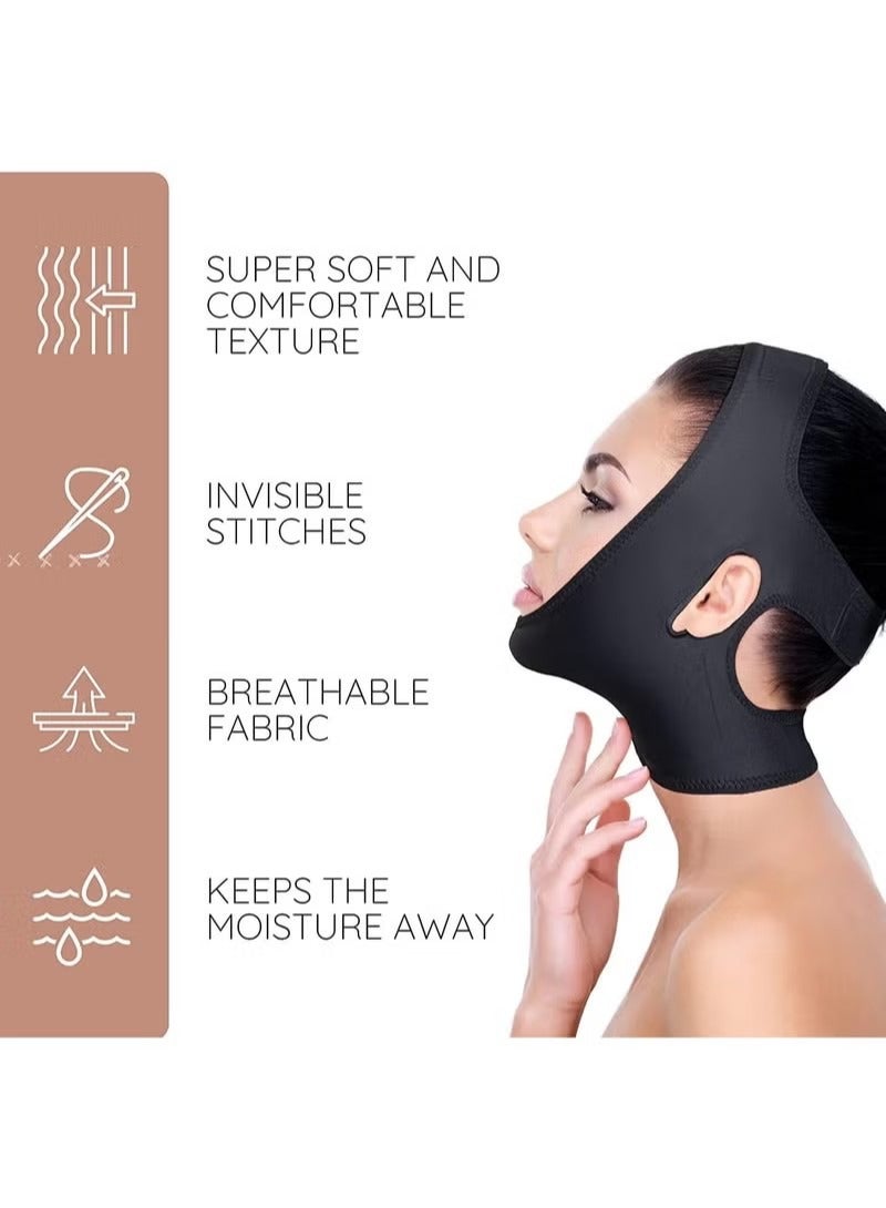 Post Surgery Neck and Chin Compression Wrap Bandage, Face Slimmer, Jowl Tightening, Neck Coverage, Chin Lifting Strap for Women（M） - Image 2