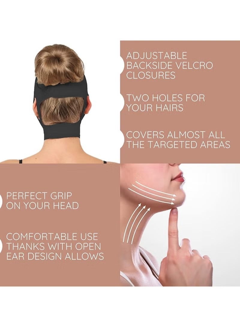 Post Surgery Neck and Chin Compression Wrap Bandage, Face Slimmer, Jowl Tightening, Neck Coverage, Chin Lifting Strap for Women（M） - Image 4