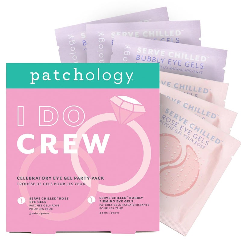 Patchology Hydrating Under Eye Gel Patches â€“ I Do Crew Bridesmaid Gift Set with RosÃ© & Bubbly Serve Chilled Eye Masks (6 Count) â€“ Cooling, Depuffing Skincare for Bridal Prep, Gifting & Self-Care - Image 1