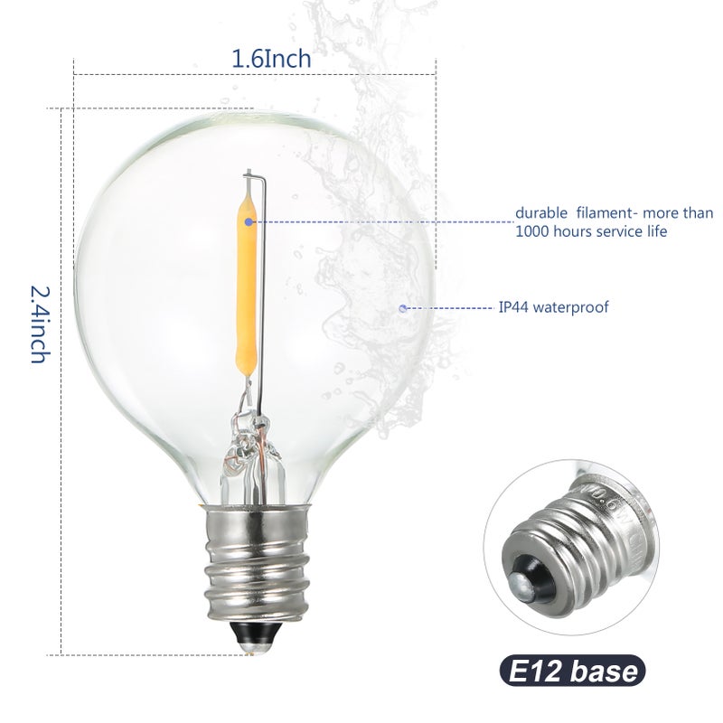 AC230V Globe LED G40 Bulb Lamp 25 Pack E12 Base Socket Holder IP44 Water Resistance Warm White for String Light Home Party Decoration Wedding - Image 4