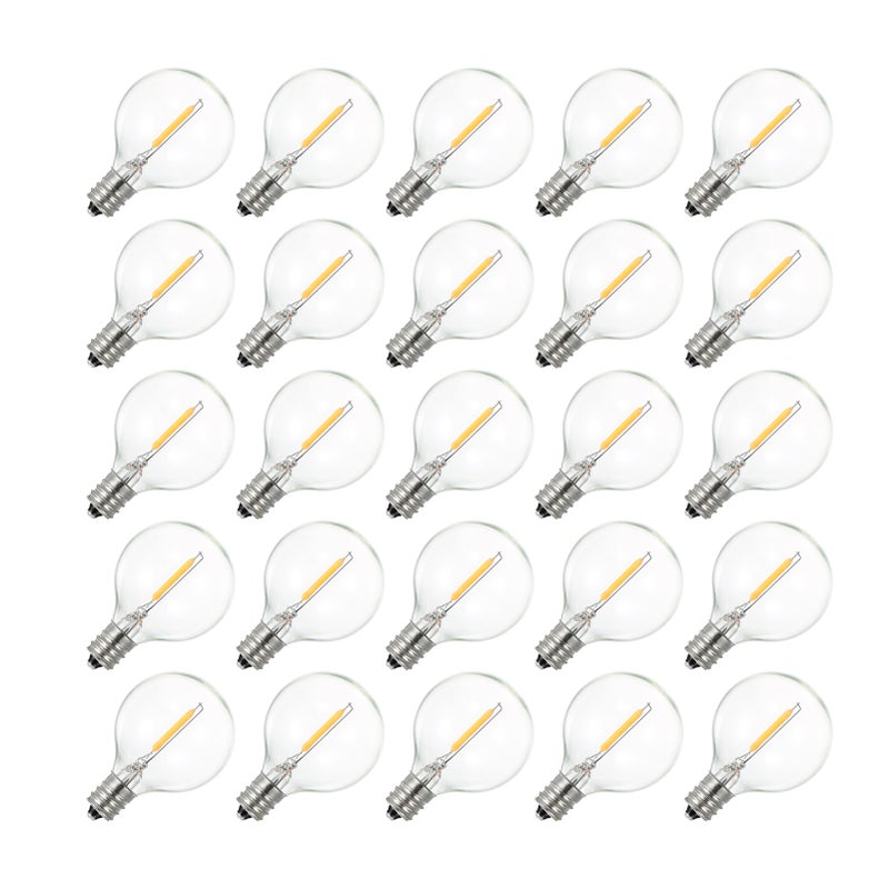 AC230V Globe LED G40 Bulb Lamp 25 Pack E12 Base Socket Holder IP44 Water Resistance Warm White for String Light Home Party Decoration Wedding - Image 1
