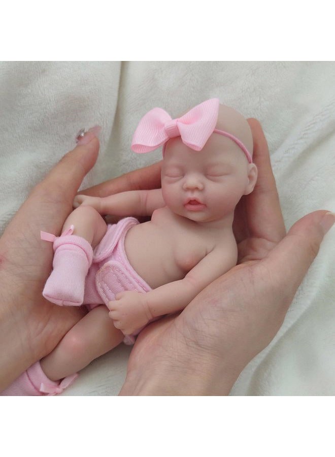 Mire & Mire Reborn Baby Dolls 7 Inch Girl Silicone Mini Doll Realistic Newborn Baby Dolls Silicone Full Body Stress Relief Hand Made - Image 3