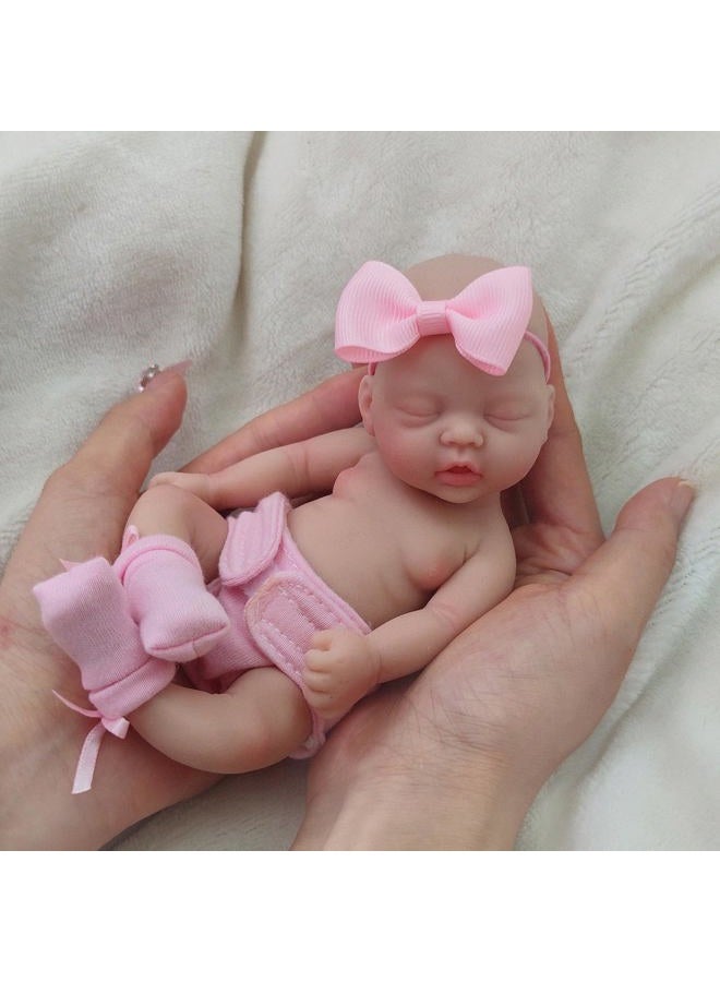 Mire & Mire Reborn Baby Dolls 7 Inch Girl Silicone Mini Doll Realistic Newborn Baby Dolls Silicone Full Body Stress Relief Hand Made - Image 5