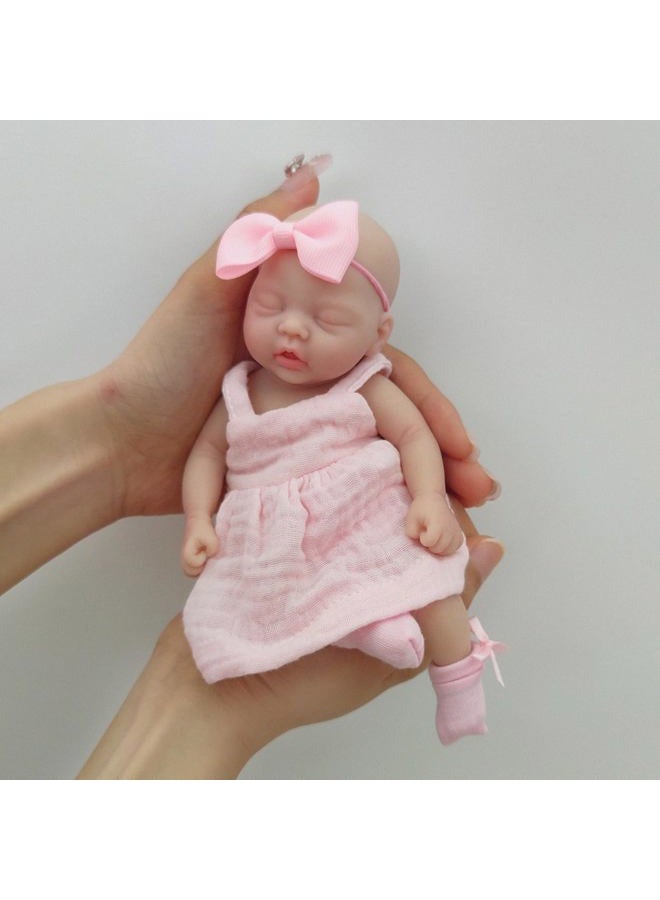 Mire & Mire Reborn Baby Dolls 7 Inch Girl Silicone Mini Doll Realistic Newborn Baby Dolls Silicone Full Body Stress Relief Hand Made - Image 1